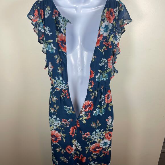 Alter'd State Maxi Dress S Navy Blue Floral Boho Cottagecore Modest Occasion - Picture 13 of 14